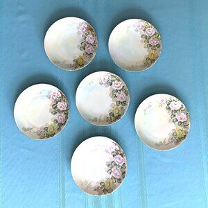 Vintage Set Porcelain Dessert Plate Thomas Bavaria signed by L S Fluckey